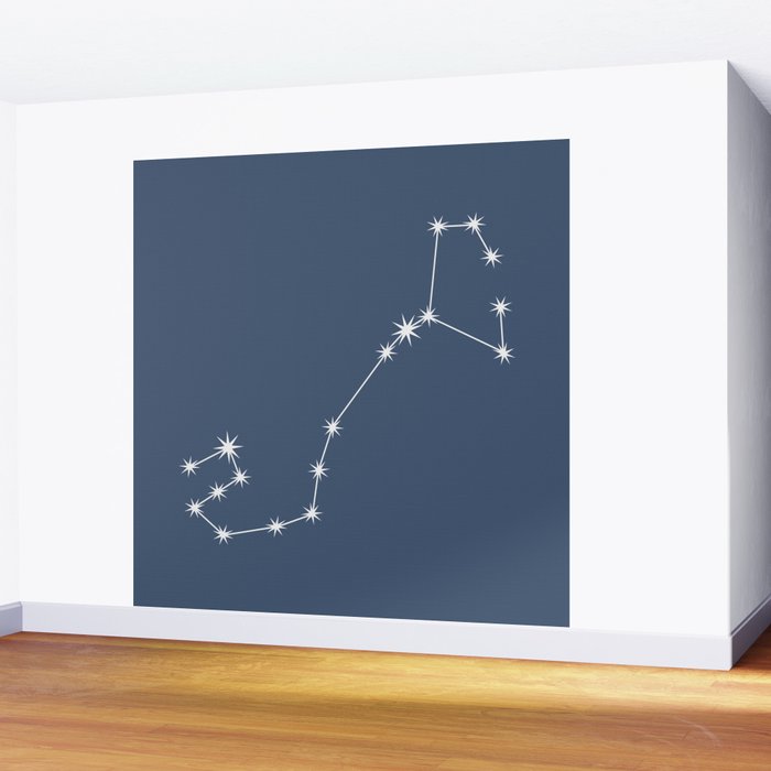 Scorpio Zodiac Star Constellation Line Art Neutral Blue Wall Mural Gallery Image 2