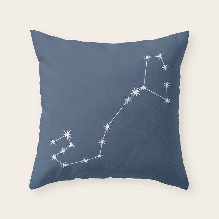 Scorpio Zodiac Star Constellation Line Art Neutral Blue Throw Pillow Gallery Image 6