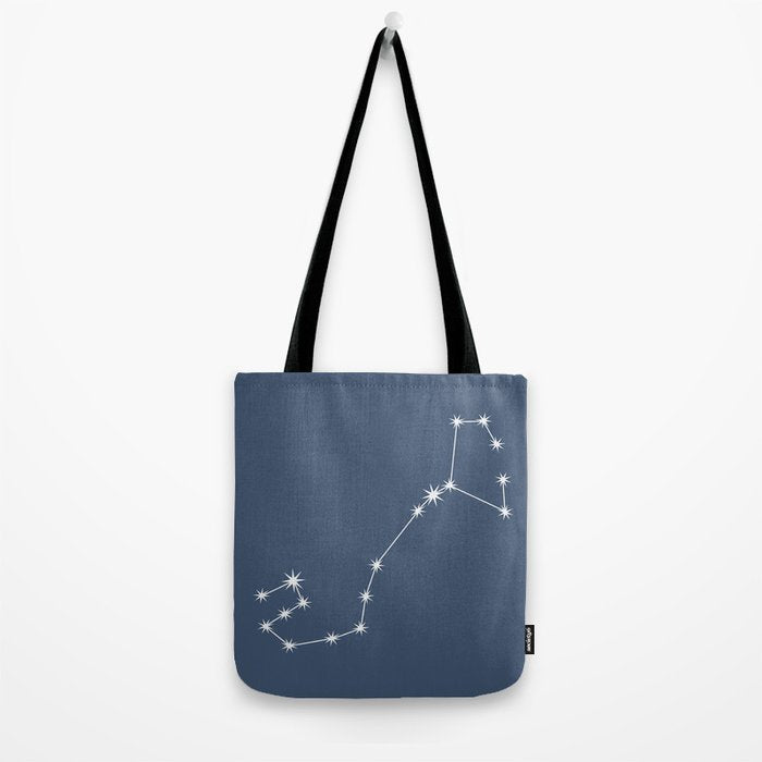 Scorpio Zodiac Star Constellation Line Art Neutral Blue Tote Bag Gallery Image 2