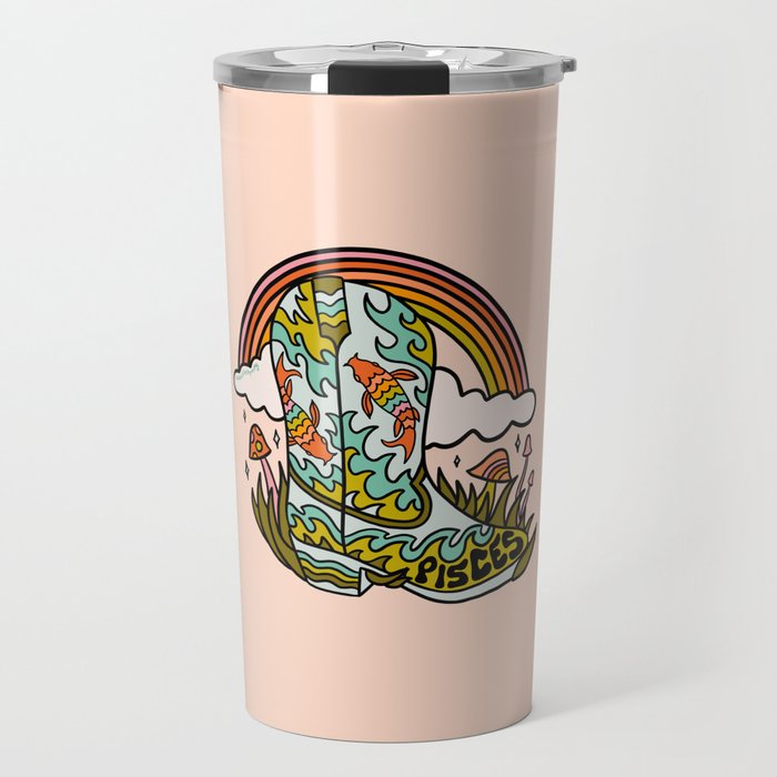 Pisces Cowboy Boots Travel Mug Gallery Image 1