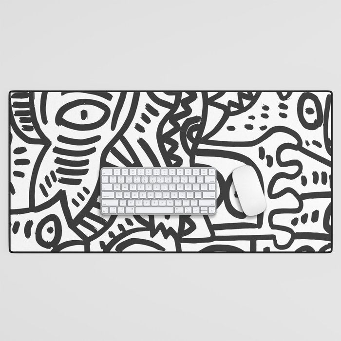 Black and White Street Art Graffiti King's Party Desk Mat Gallery Image 1