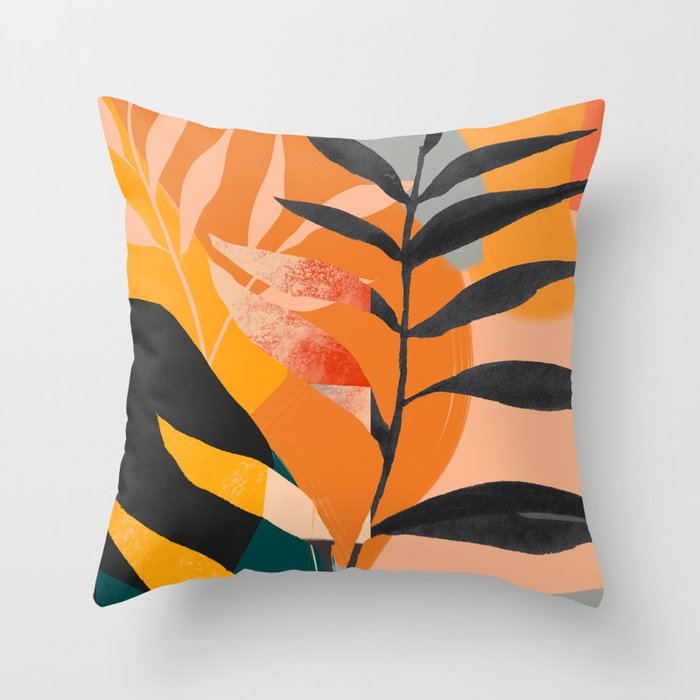 Abstract Art Tropical Leaves 108 Throw Pillow Gallery Image 1