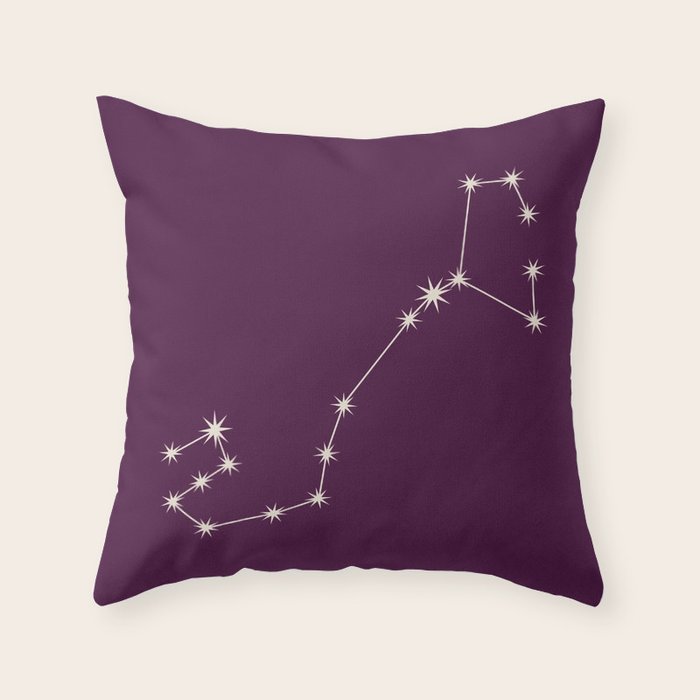Scorpio Zodiac Star Constellation Line Art Plum Purple Throw Pillow Gallery Image 6