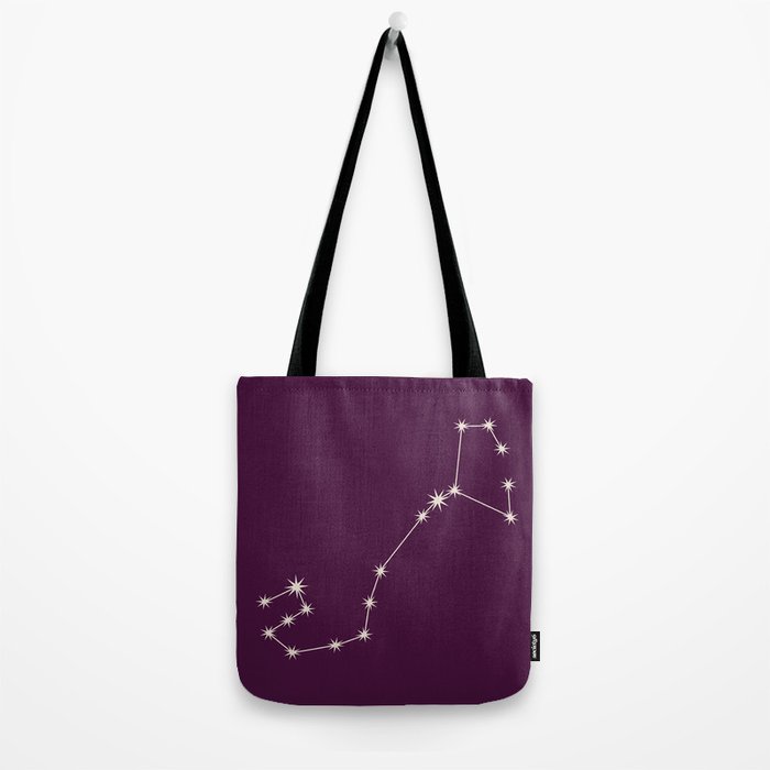 Scorpio Zodiac Star Constellation Line Art Plum Purple Tote Bag Gallery Image 2
