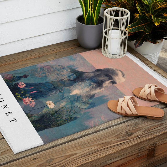 For Claude Monet - with border Outdoor Rug Gallery Image 2