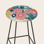 Minimalist Vibrant Wildflower Close Up - Modern Botanical Art with Bold Colors Stool Gallery Image 2