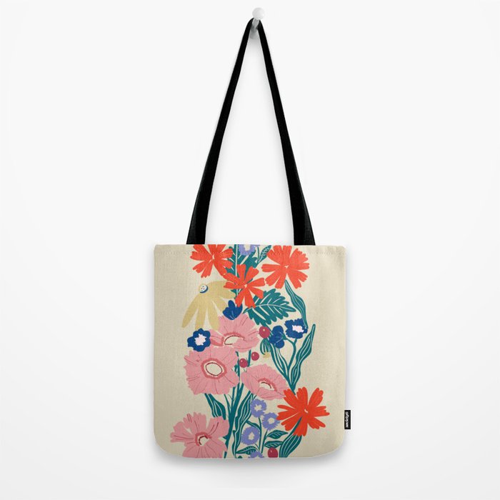 Minimalist Vibrant Wildflower Close Up - Modern Botanical Art with Bold Colors Tote Bag Gallery Image 2