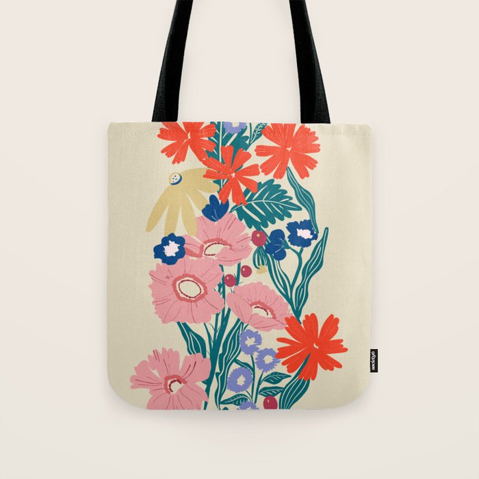 Minimalist Vibrant Wildflower Close Up - Modern Botanical Art with Bold Colors Tote Bag Gallery Image 1