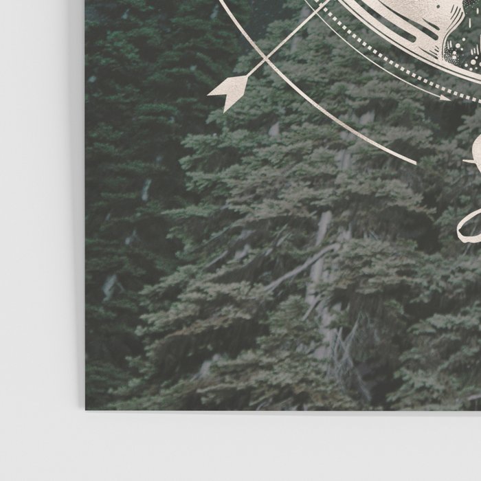 Mountains Compass Milky Way Woods Gold Poster Gallery Image 3