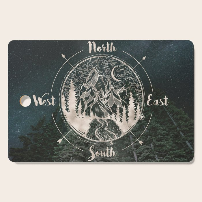 Mountains Compass Milky Way Woods Gold Cutting Board Gallery Image 1