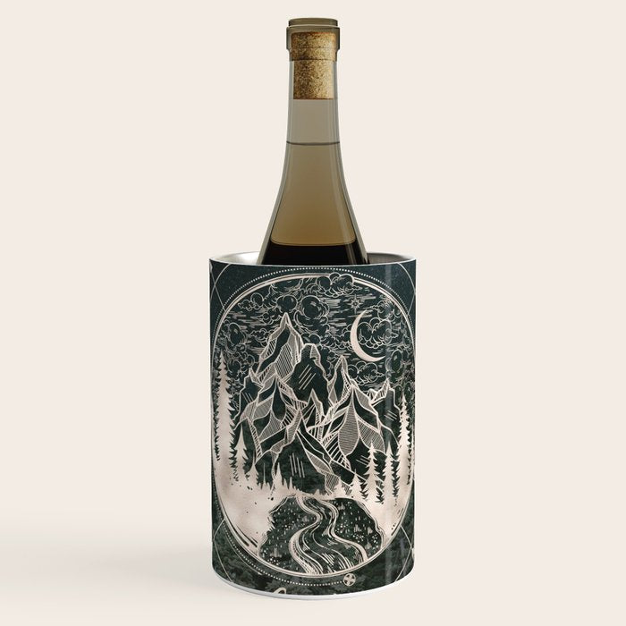 Mountains Compass Milky Way Woods Gold Wine Chiller Gallery Image 1