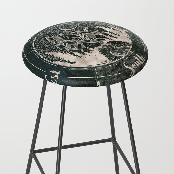 Mountains Compass Milky Way Woods Gold Stool Gallery Image 2