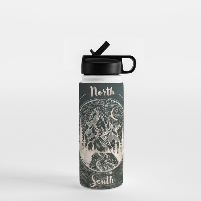 Mountains Compass Milky Way Woods Gold Water Bottle Gallery Image 1