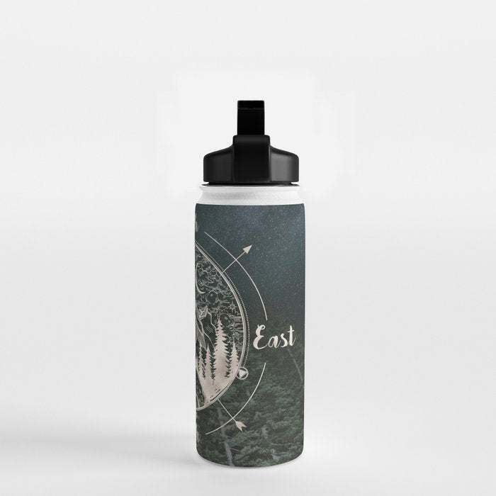 Mountains Compass Milky Way Woods Gold Water Bottle Gallery Image 2