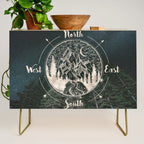 Mountains Compass Milky Way Woods Gold Credenza Gallery Image 1