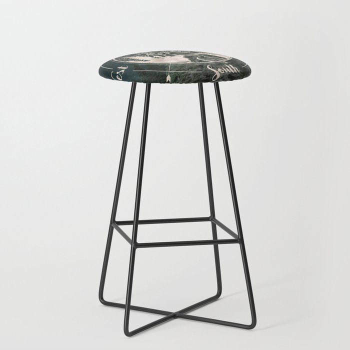 Mountains Compass Milky Way Woods Gold Stool Gallery Image 1