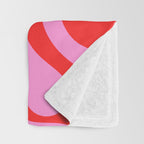 Retro Liquid Swirl Contemporary Abstract in Preppy Pink and Red Throw Blanket Gallery Image 3