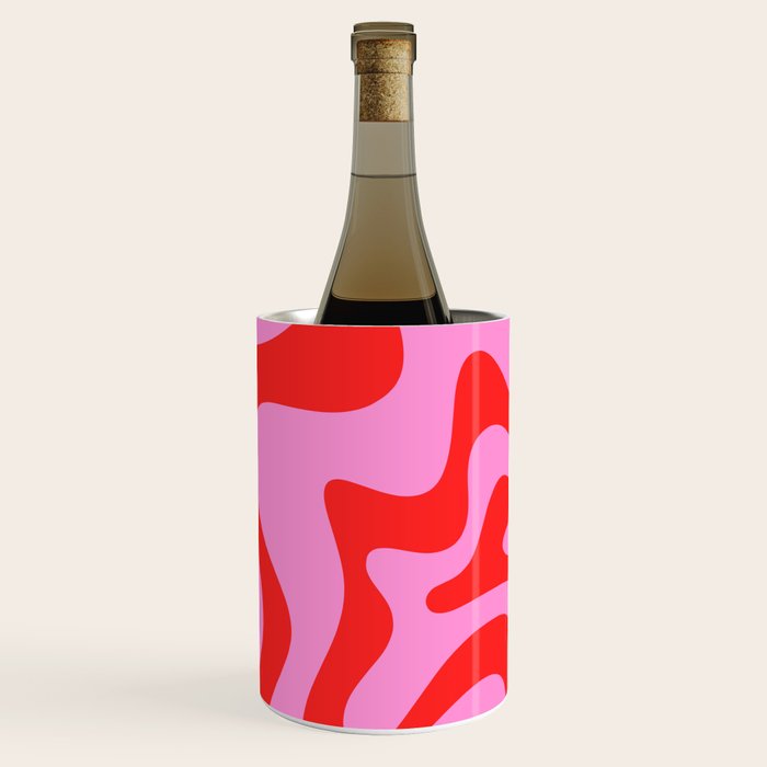 Retro Liquid Swirl Contemporary Abstract in Preppy Pink and Red Wine Chiller Gallery Image 1