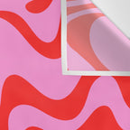 Retro Liquid Swirl Contemporary Abstract in Preppy Pink and Red Wall Tapestry Gallery Image 3