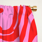 Retro Liquid Swirl Contemporary Abstract in Preppy Pink and Red Window Curtain Gallery Image 2