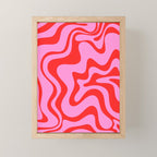 Retro Liquid Swirl Contemporary Abstract in Preppy Pink and Red Mini Art Print Gallery Image 1