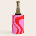 Retro Liquid Swirl Contemporary Abstract in Preppy Pink and Red Wine Chiller Gallery Image 2