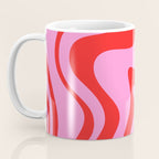 Retro Liquid Swirl Contemporary Abstract in Preppy Pink and Red Coffee Mug Gallery Image 3