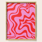 Retro Liquid Swirl Contemporary Abstract in Preppy Pink and Red Serving Tray Gallery Image 1