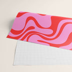 Retro Liquid Swirl Contemporary Abstract in Preppy Pink and Red Wrapping Paper Gallery Image 2