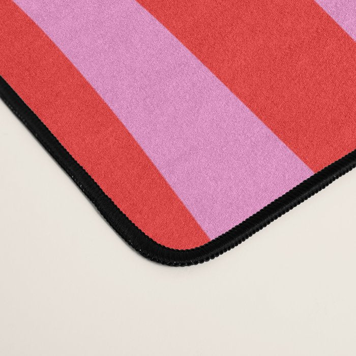 Retro Liquid Swirl Contemporary Abstract in Preppy Pink and Red Desk Mat Gallery Image 4