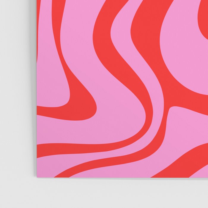 Retro Liquid Swirl Contemporary Abstract in Preppy Pink and Red Poster Gallery Image 3