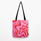 Retro Liquid Swirl Contemporary Abstract in Preppy Pink and Red Tote Bag Gallery Image 2