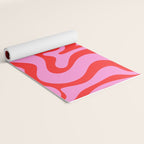 Retro Liquid Swirl Contemporary Abstract in Preppy Pink and Red Yoga Mat Gallery Image 2