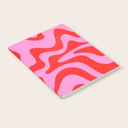 Retro Liquid Swirl Contemporary Abstract in Preppy Pink and Red Notebook Gallery Image 2