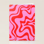 Retro Liquid Swirl Contemporary Abstract in Preppy Pink and Red Stationery Card Gallery Image 2