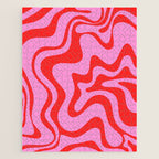 Retro Liquid Swirl Contemporary Abstract in Preppy Pink and Red Jigsaw Puzzle Gallery Image 1