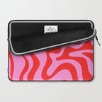 Retro Liquid Swirl Contemporary Abstract in Preppy Pink and Red Laptop Sleeve Gallery Image 2