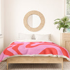 Retro Liquid Swirl Contemporary Abstract in Preppy Pink and Red Duvet Cover Gallery Image 3