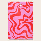 Retro Liquid Swirl Contemporary Abstract in Preppy Pink and Red Cutting Board Gallery Image 1