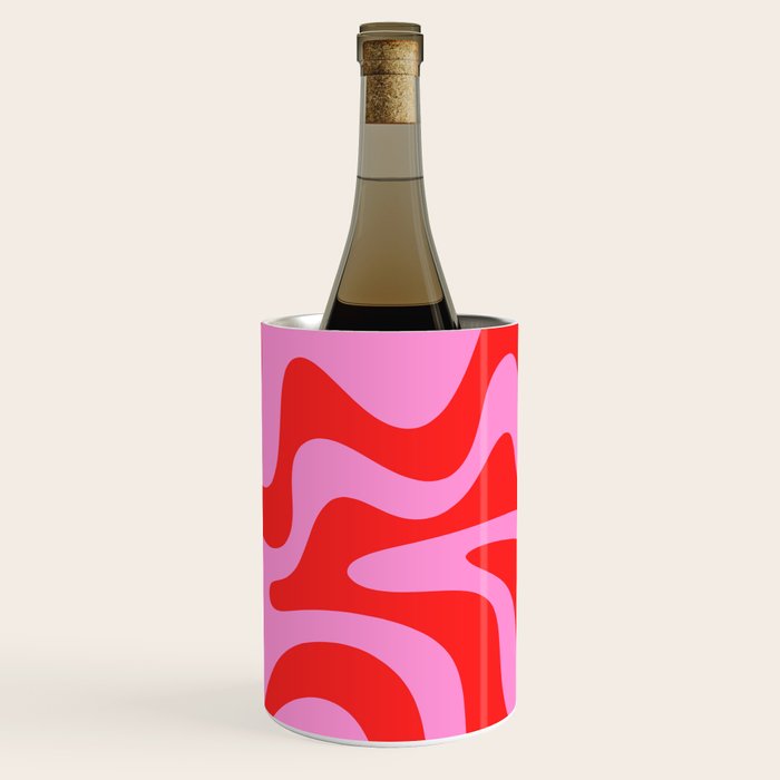 Retro Liquid Swirl Contemporary Abstract in Preppy Pink and Red Wine Chiller Gallery Image 3