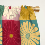 Retro Flowers Check Pattern XX Window Curtain Gallery Image 2