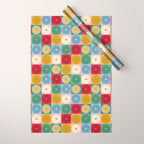 Retro Flowers Check Pattern XX Wrapping Paper Gallery Image 1