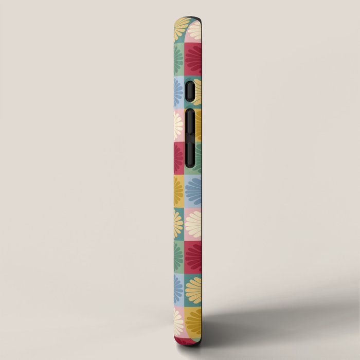 Retro Flowers Check Pattern XX iPhone Case Gallery Image 2