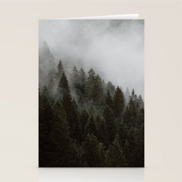 Evergreen Mountain Pines in the Fog Stationery Card Gallery Image 2