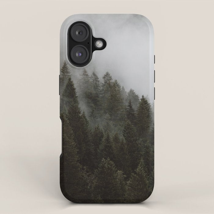 Evergreen Mountain Pines in the Fog iPhone Case Gallery Image 1