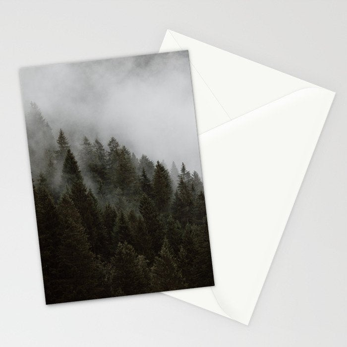 Evergreen Mountain Pines in the Fog Stationery Card Gallery Image 2