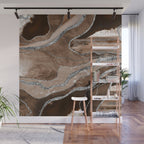Brown Marble Agate Silver Glitter Glam #1 (Faux Glitter) #decor #art #society6 Wall Mural Gallery Image 1
