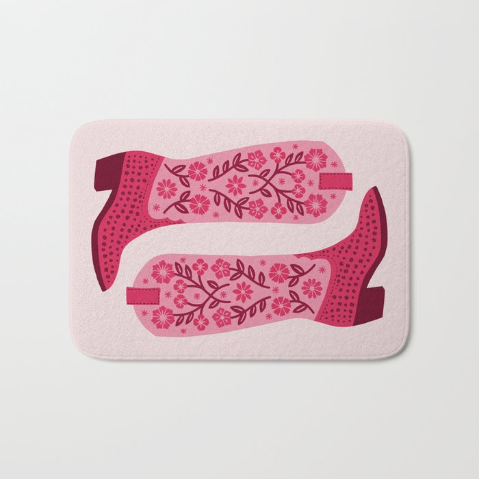 Cowgirl Boots - Hot Pink Bath Mat Gallery Image 1