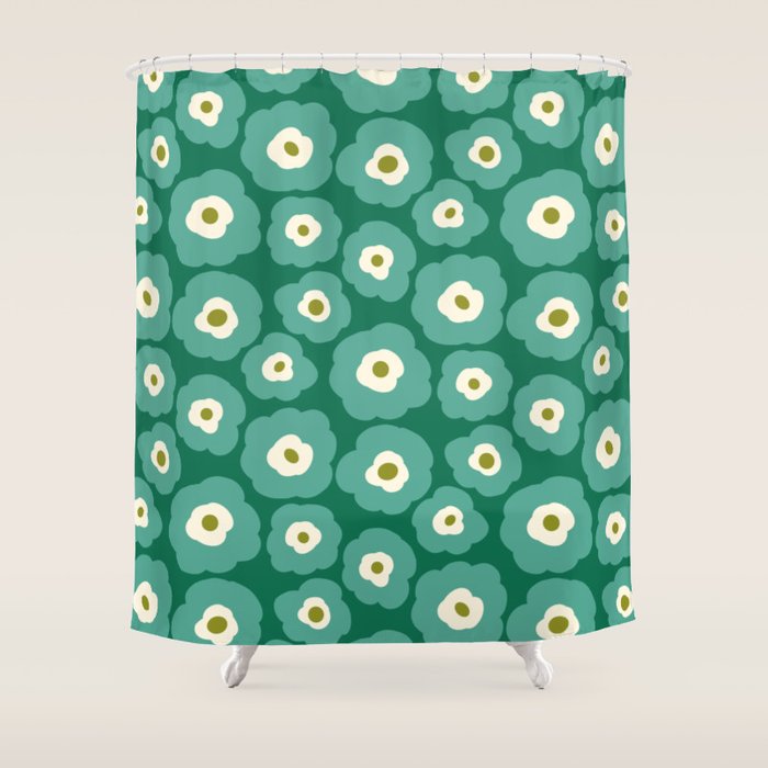 Green Flower Shower Curtain Gallery Image 1
