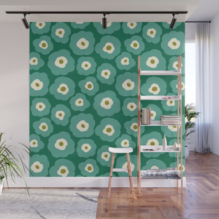 Green Flower Wall Mural Gallery Image 1